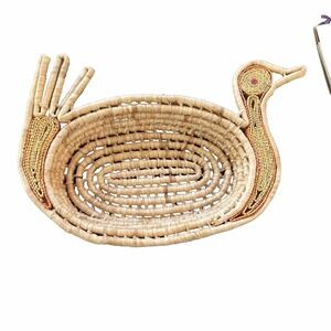 Duck Shaped Wicker Basket Vintage Bird Tray Serving Basket‎ Wall Boho
